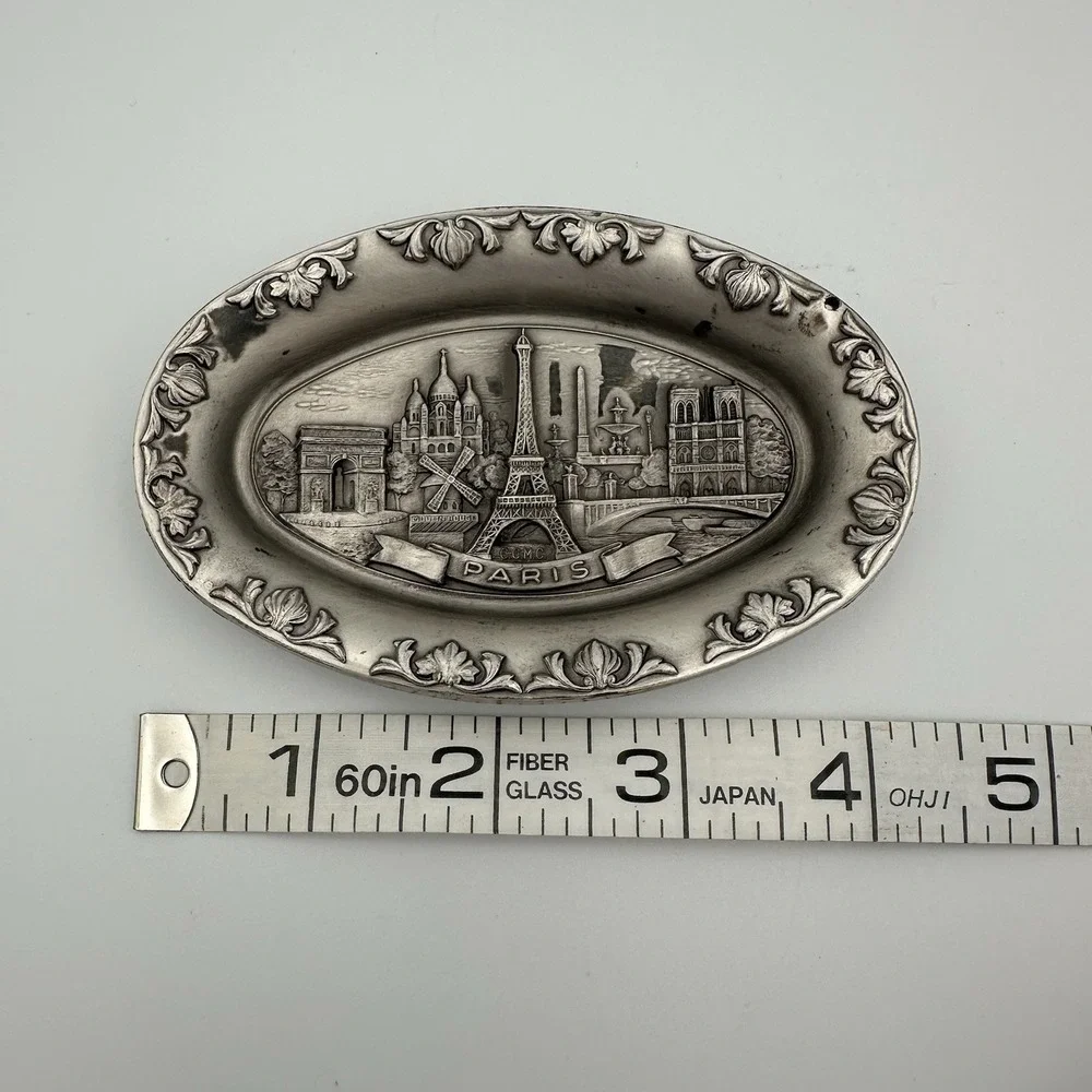 Isaac Decor Exclusif‎ Creation Pewter Oval Trinket Dish Parisian Landmarks Paris